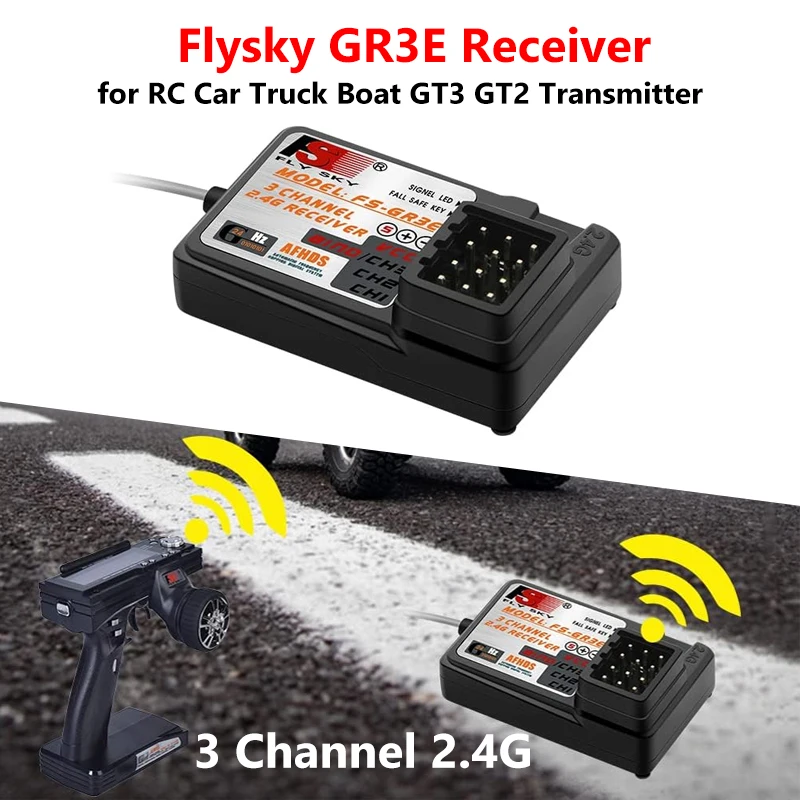 

Приемник Flysky GR3E 2,4G FS-GR3E 3-канальный приемник для Flysky FS-GT2 FS-GT2B FS-GT3B FS-GT3C FZ-IT4S передатчик RC автомобиль лодка