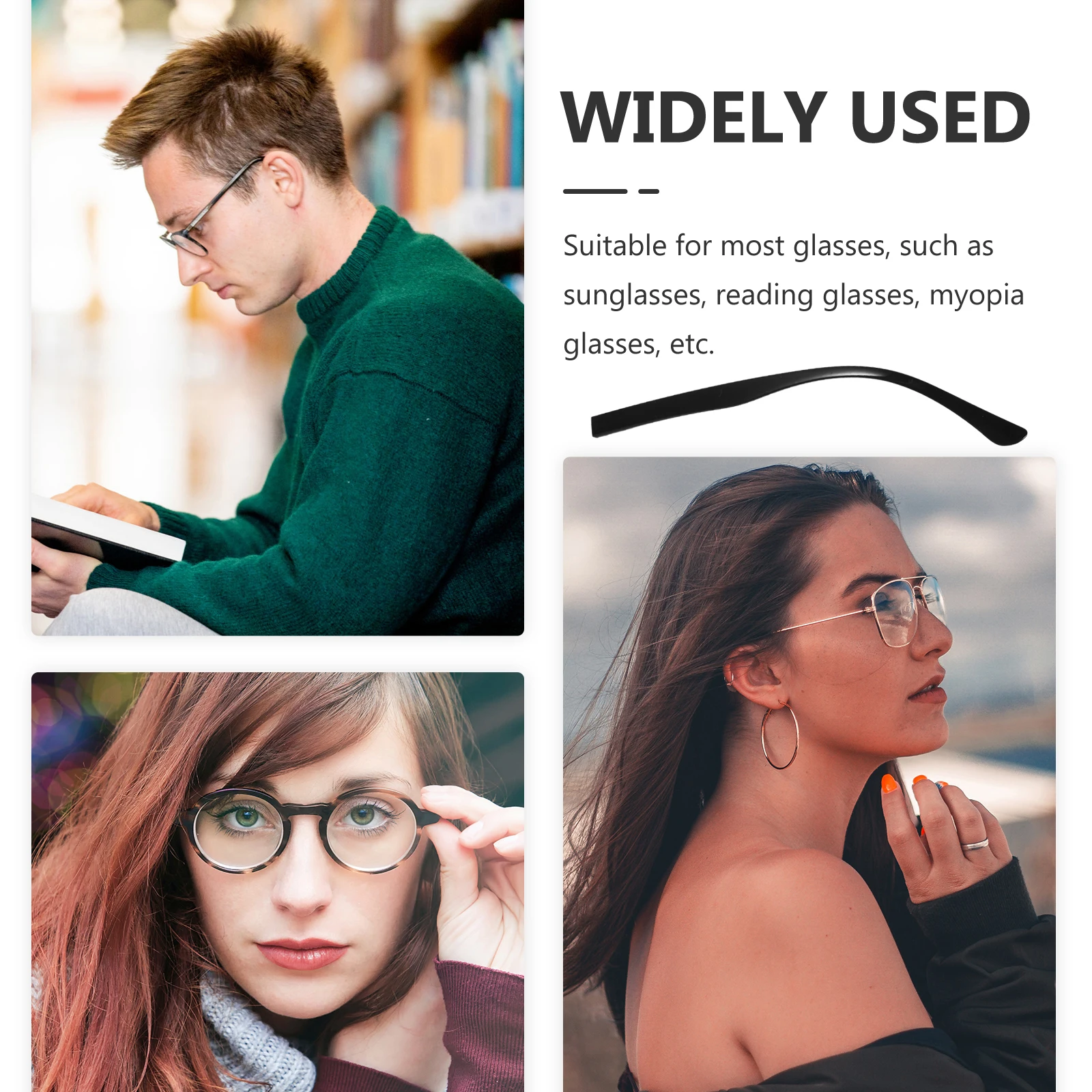 

Eyeglass Temple Replacement Accessories Metal Temples Sunglasses Arms Nonslip Lightweight Comfortable Universal Fit Repair Kit