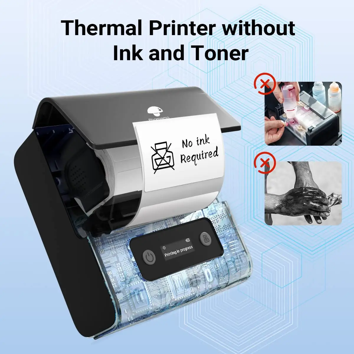 Phomemo M221 Label Printer Portable Thermal Maker Bluetooth Handheld Barcode QR Code Sticker Paper Rolls Labeller White 75mm Tag