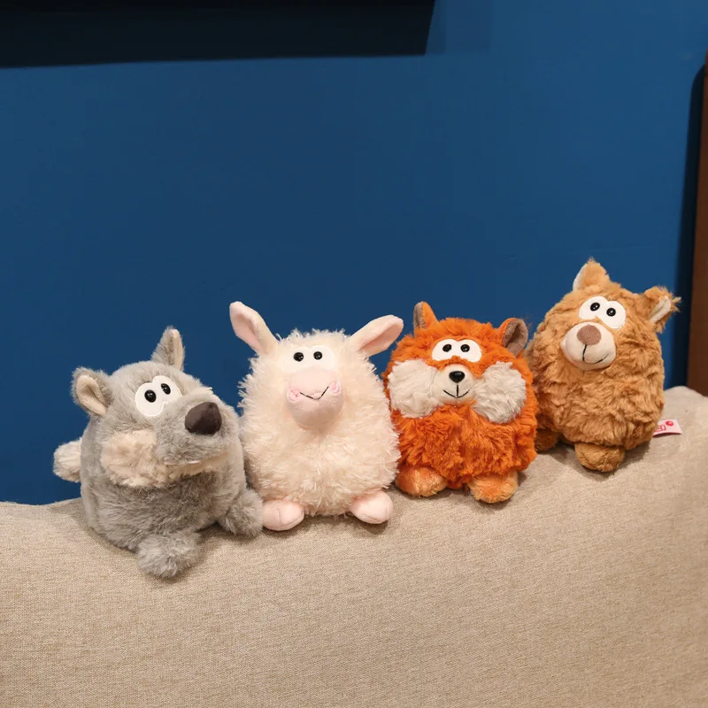 

13CM Kawaii Cartoon Cute Forest Animal Wolf Fox Brown Bear Woolen Velvet Toy Children's Cute Animal Handmade Doll Festival Gift