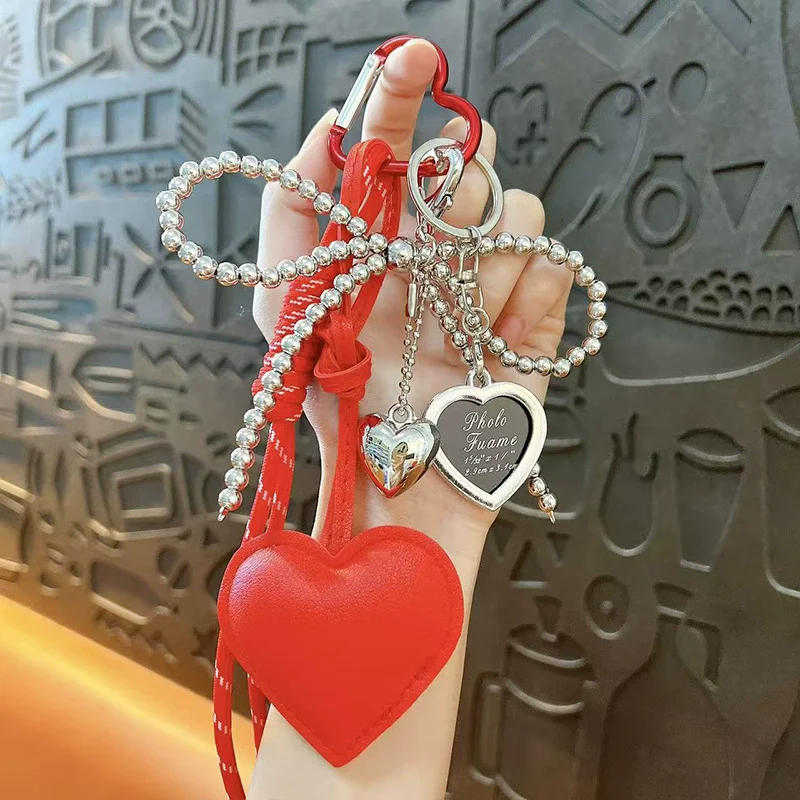 Taschenanhänger Geschenk Herzform Kunstleder Schlüsselanhänger Lebendige Farben Tasche Dekor Charm Tasche Autoschlüssel Zubehör Ornament – Detail 7