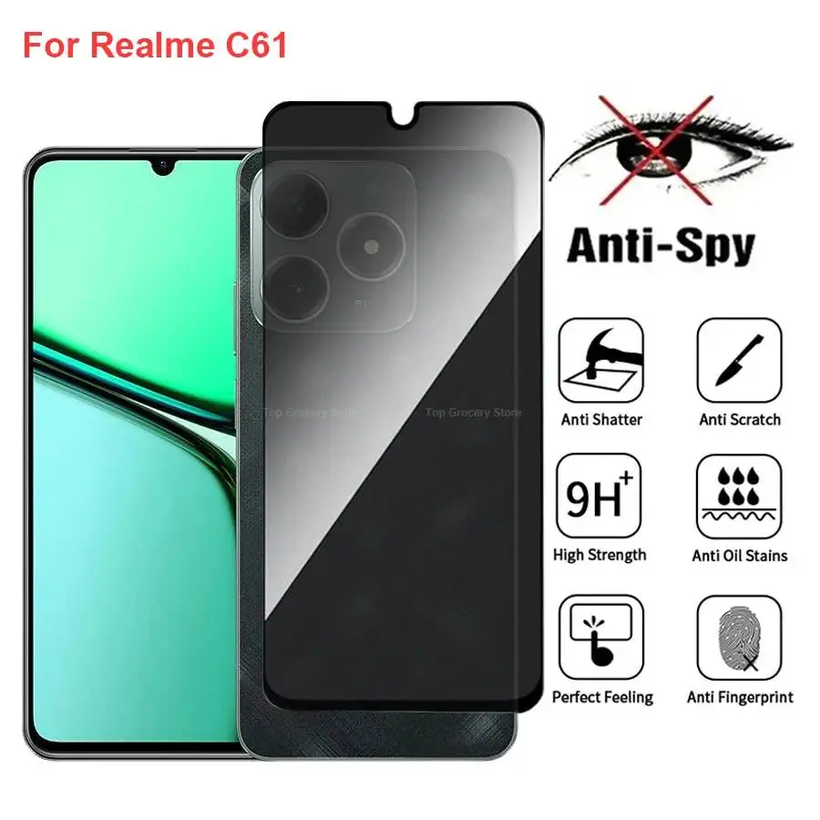 

Oppo Realme C61 Anti Spy Privacy Tempered Glass Protector Compatible For Realmec61 Full Cover Screen Phone Film