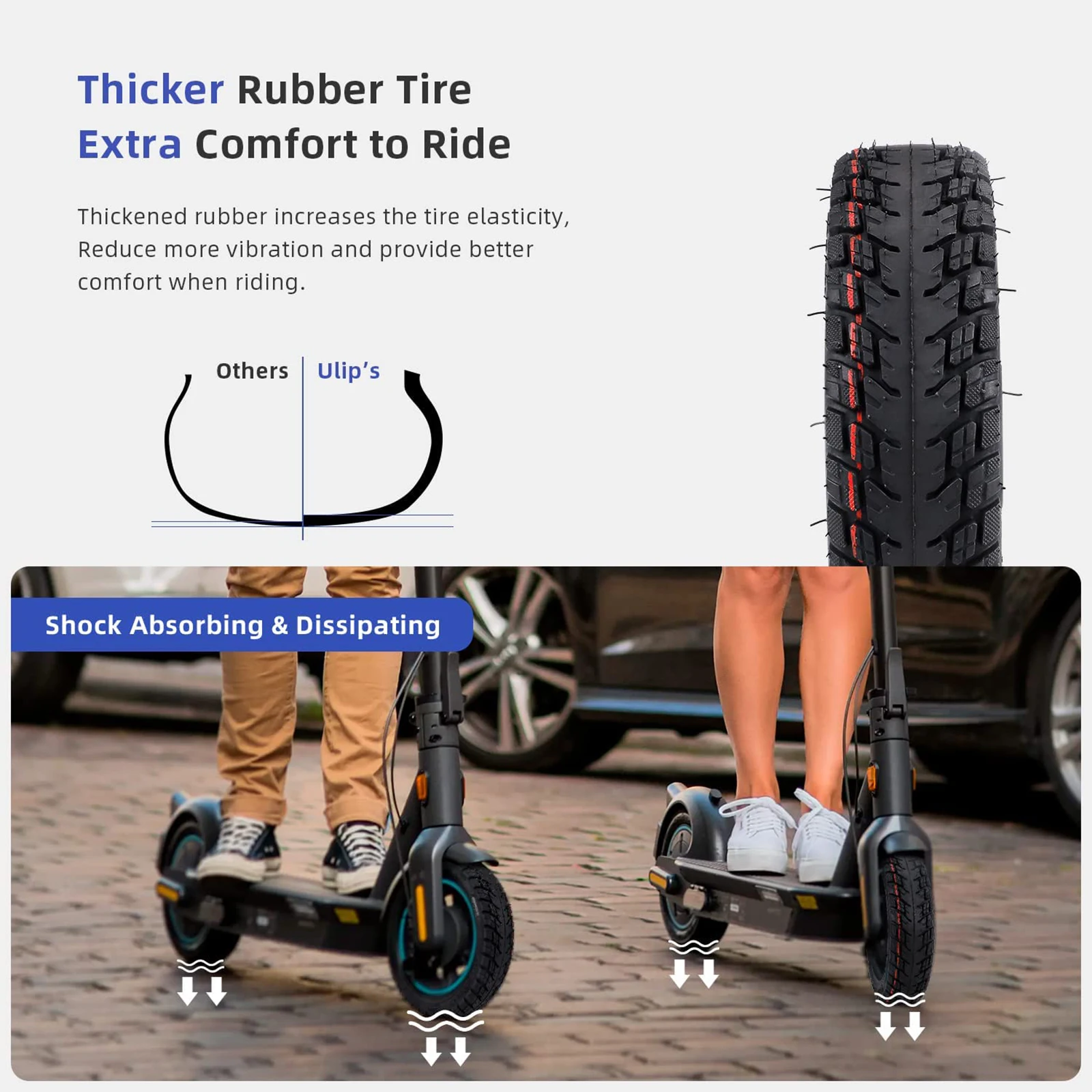 Ulip 60/70-6.5 Off-road Tire & Inner Tube Kit for Ninebot Max G30 G30D G30E G30LP Scooter 10 Inch Durable Tyre Replacement Parts