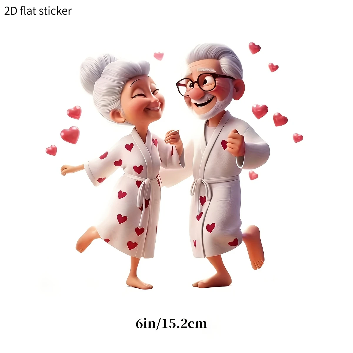 1Pc Loving Old Couple Premium Waterproof Sticker for Window,Motorcycle,Truck,Laptop,Charming Decor