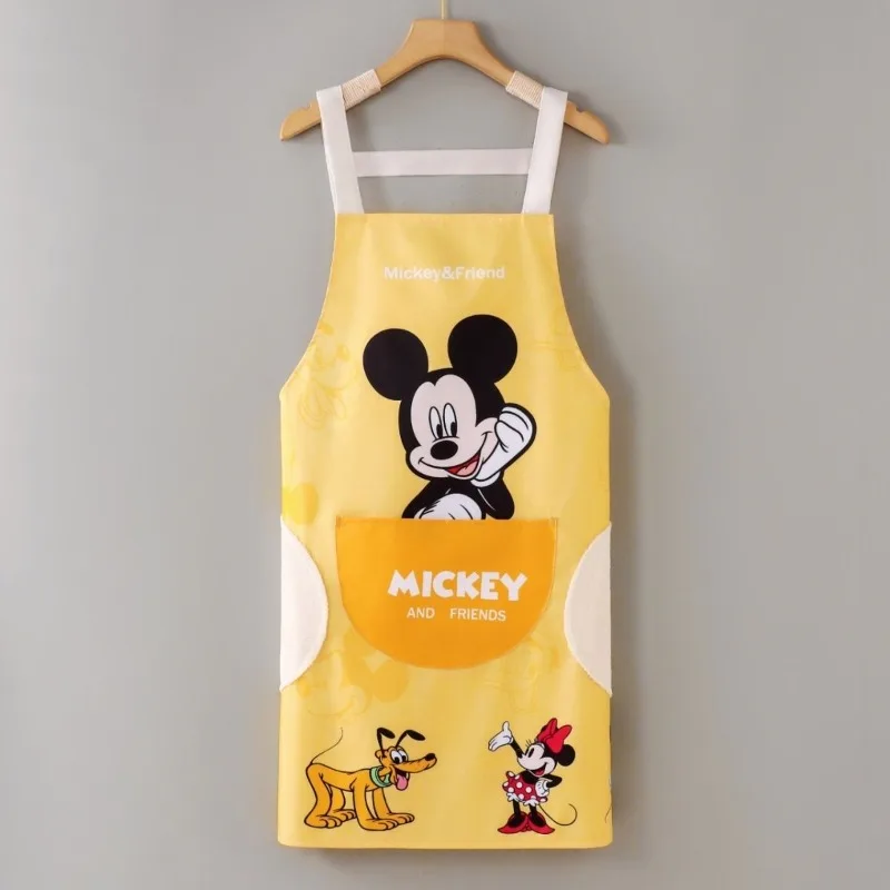ديزني ميكي ماوس المئزر الطبخ الخبز مقاوم للماء أنيمي الأعمال المنزلية مكافحة الحشف الرجال النساء لطيف القهوة وزرة لوازم المطبخ