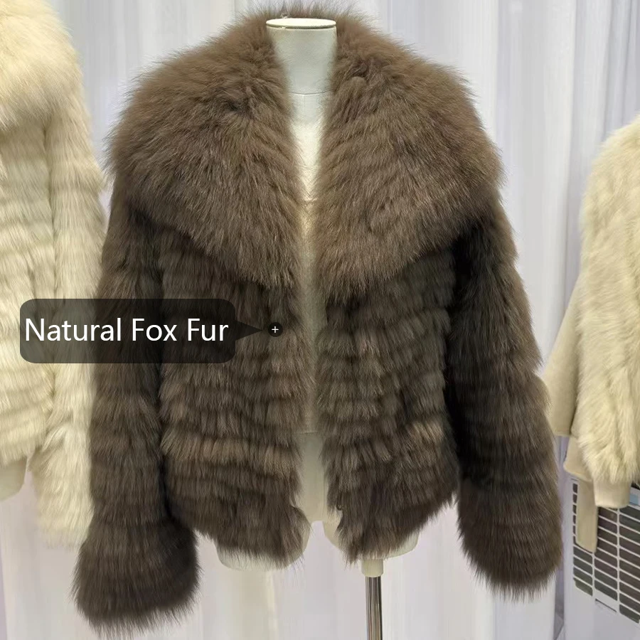 Winterjas voor dames Echt vossenbontjack Natuurlijk vossenbont Pluizig jack Luxe merken Korte jas van echt bont