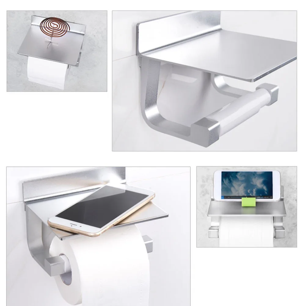 

Punch Free Paper Towel Rack Space Aluminum Silver No Drill Tissue Holder for Bathroom Kitchen Living Room Hotel Napkins