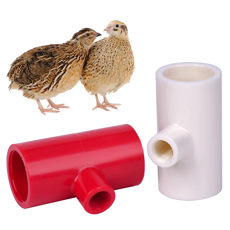 10PCS Chicken Waterer Hose Tee Tube 1/2inch PVC Pipe For Poultry Chicker Drinking Nipples Water Bowl Farm Accessores