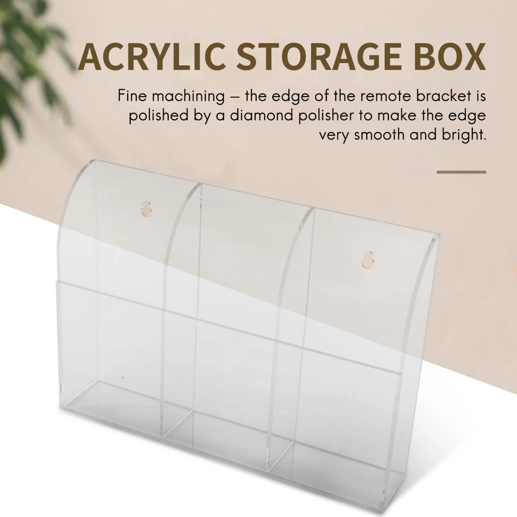 Customer Favorite Clear Acrylic Remote Control Holder Wall Mount Media Organizer Storage Box (Three Compartments)
