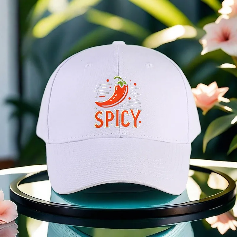 Gorra de béisbol con gráfico de pimentón picante, ajustable, de poliéster, informal, para deportes al aire libre, unisex