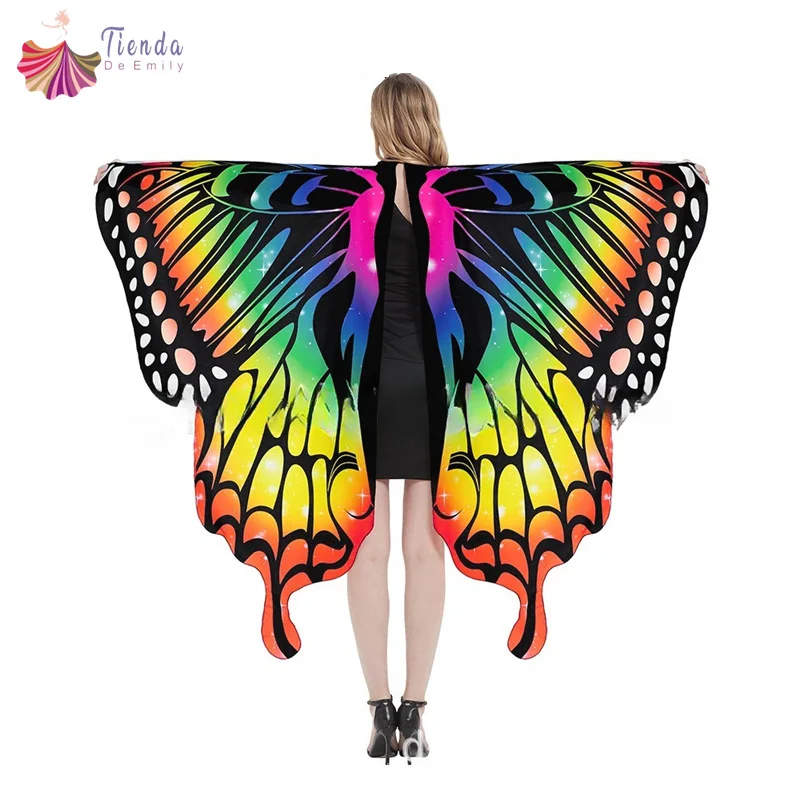 

Butterfly Wings Costume For Adult Halloween Dress Up Cape Fairy Ladies Wing Shawl Colorful Women Festival Cosplay Party Favors