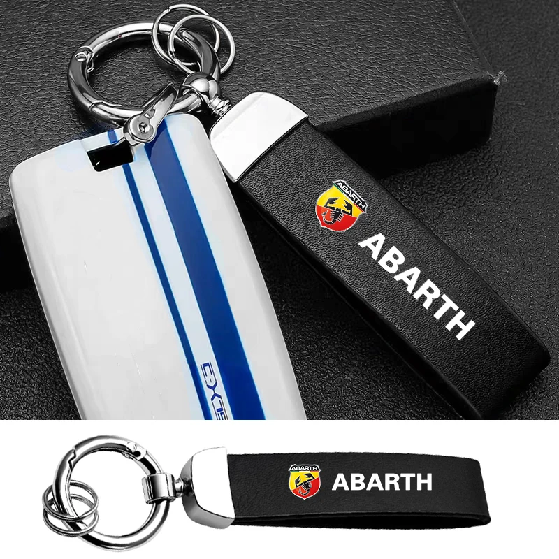 Leather Car Styling Logo Keychain Metal Key Chain Ring For Abarth BMW M Mercedes Benz AMG Audi Sline Mazda Opel Nismo Nissan