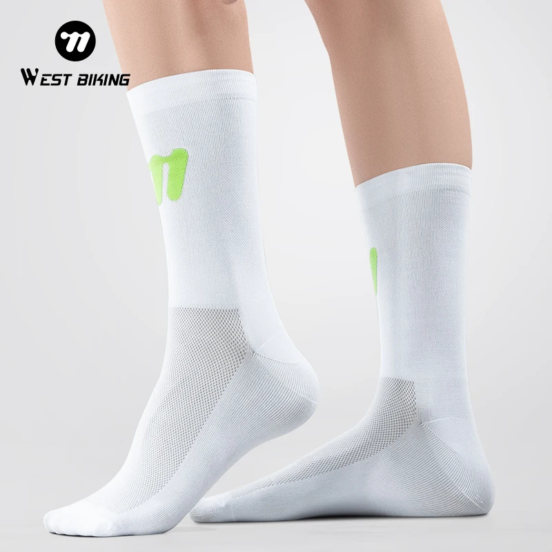 WEST BIKING Leuchtende Radsocken, hochelastisch, atmungsaktiv, für alle Jahreszeiten, Sportsocken, schweißmodisch, Freizeitsocken, Fahrradausrüstung