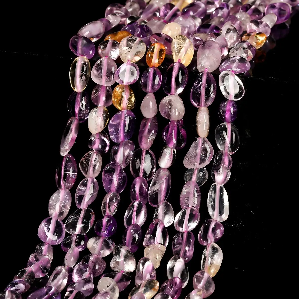 Perles ovales irrégulières en amétrine de 6 à 8mm, perles d'espacement en cristal naturel pour la fabrication de bijoux, accessoires pour colliers et bracelets à faire soi-même