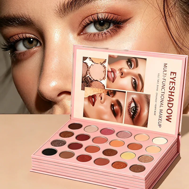 Book Style Eye Shadow Plate, Natural Brown Matte Fine Flash Eye Shadow, Waterproof, Durable and Easy to Use, Portable Travel Makeup Gift Suitable for Women's Holiday