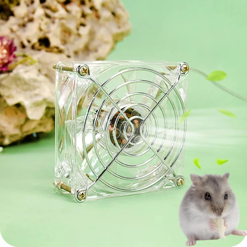 Sommer-Hamster-Kühlventilator, leichter Mini-Tierkäfig-Ventilator aus Acryl für Meerschweinchen, Katzen, Hunde, Haustier-Kühlventilator-Zubehör