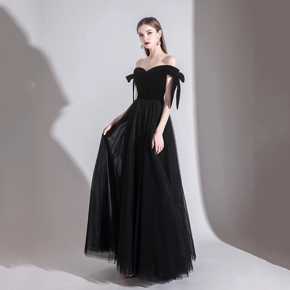 Prom Dress Boat Neck Floor-Length Sexy Dresses Woman Party Night Prom Dresses