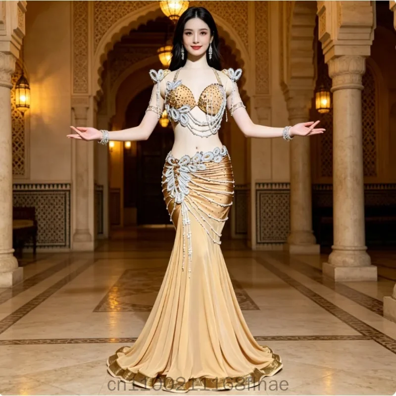 New High-end Color Sexy Bag Buttocks Fish Tail Skirt for Women Belly Dance Costume Performance Costume High-end Customized