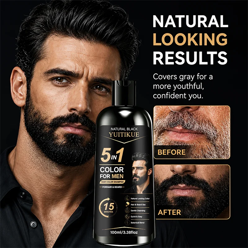 Men's Botanical Beard Gray Dye Shampoo, 100ml
