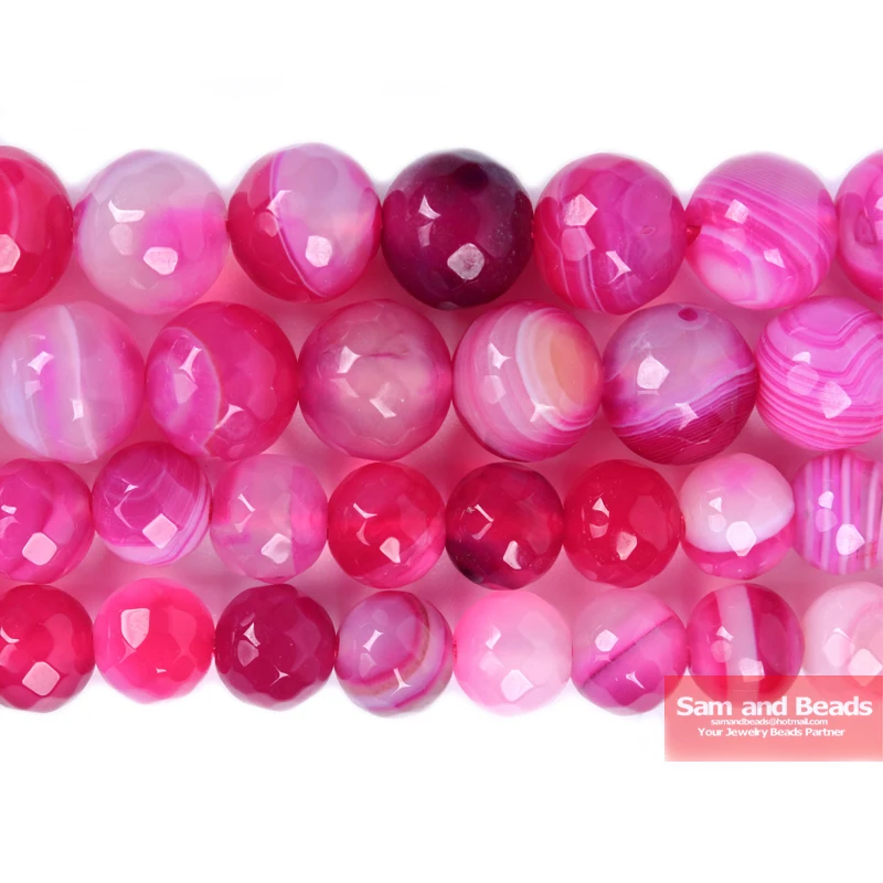 

Natural Stone Faceted Rose Stripe Agates Beads 4.6,8,10,12mm Pick Size For Bracelet Necklace Making RSB01