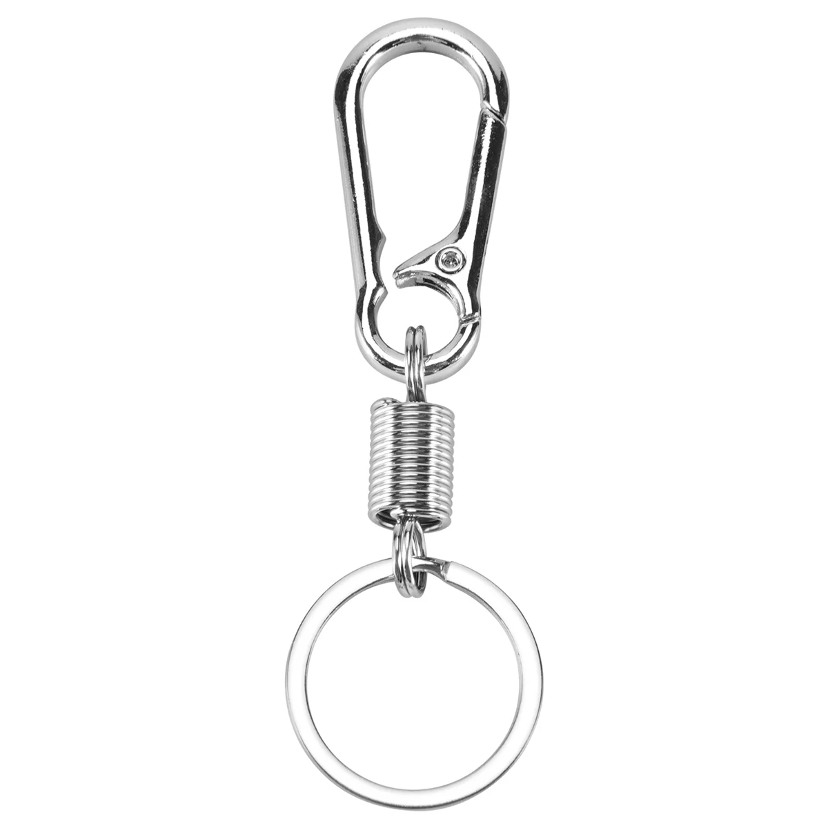 Sturdy Carabiner Key Chain Key Ring Polished Key Chain Spring Key Chain Business Waist Key Chain, Silver