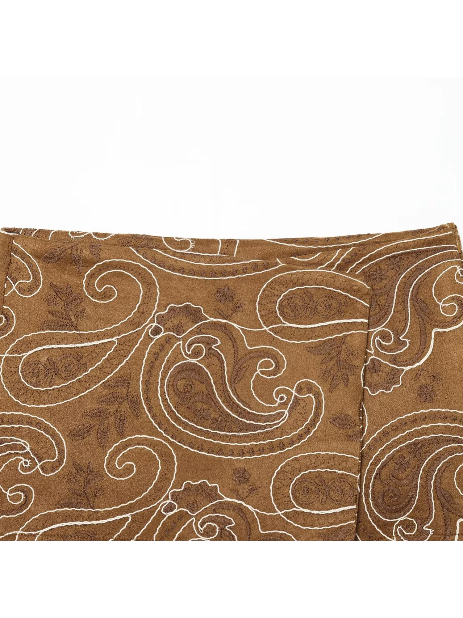 Women's Khaki Mini Skirt Fashion 2000s A-Line Short Skirt Vintage Embroidered Faux Suede Shorts Skirt for Women Summer 2026 New