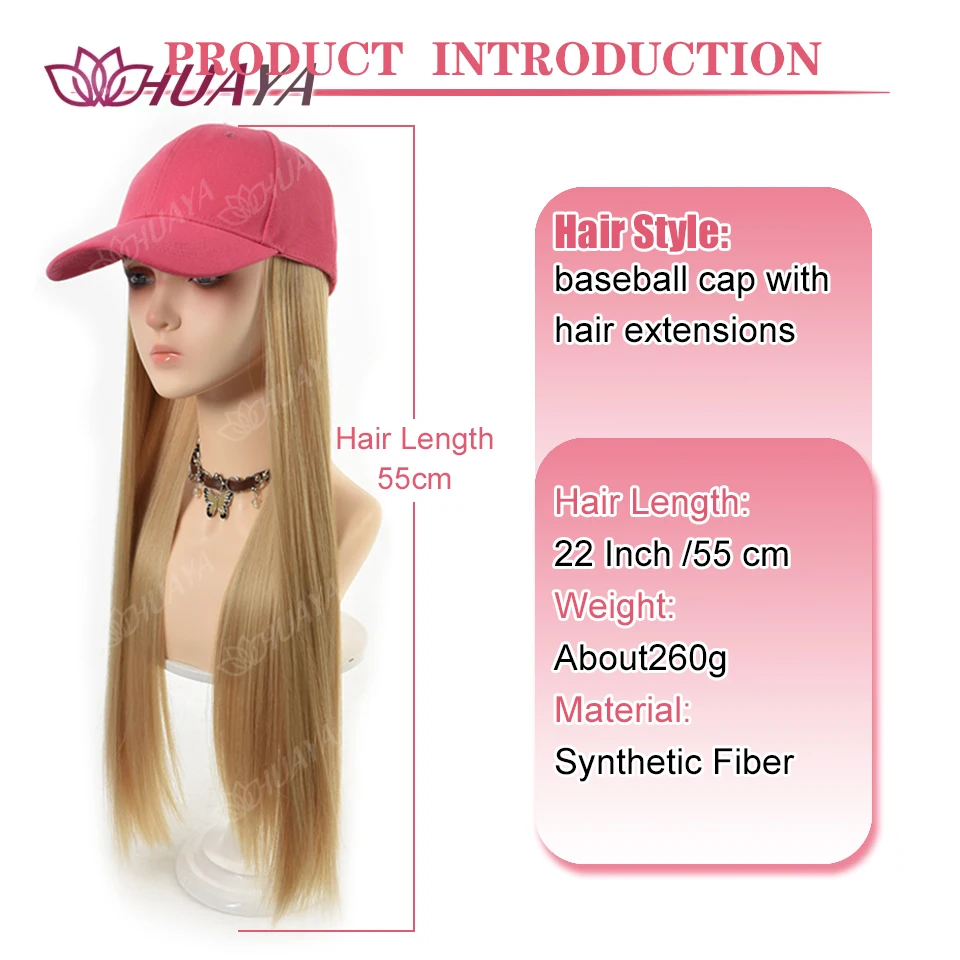 Hat wigs Cap with Hair Hat Wig Blonde Straight Hair Extensions Synthetic Hair Women Daily Party High Temperature