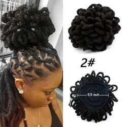 Afro Puff Drawstring Ponytail Hair Bun Synthetic Dreadlock Faux Locs Clip in on Chignon Scrunchies Hairpiece for Women Girls