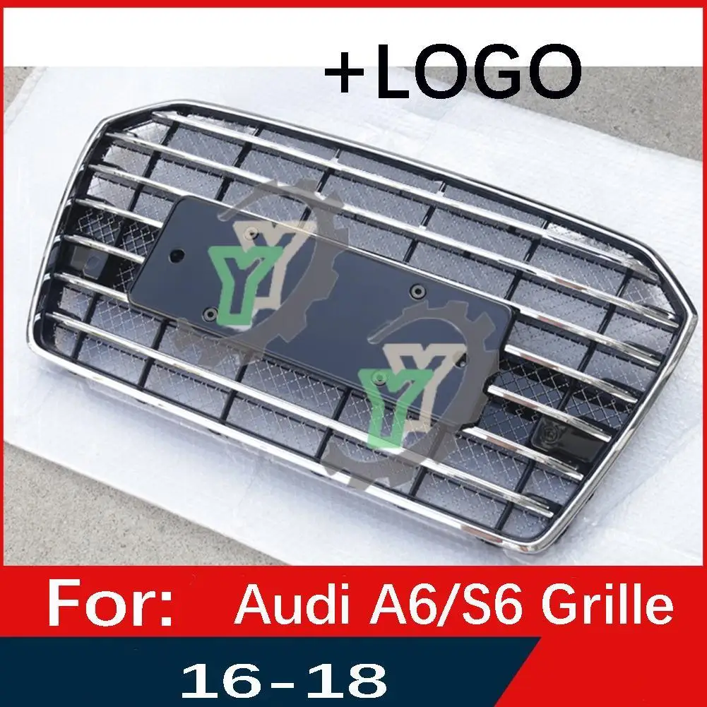 For Audi A6/A6L 2016 2017 2018 Car Front Bumper Grille Centre Panel Styling Upper Grill (Modify For S6 style)