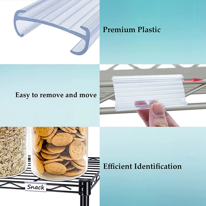 Wire Shelf Label Holders, 30 Pack Plastic Wire Shelf Label Clips with Label Paper Removable Wire Rack Label Holder