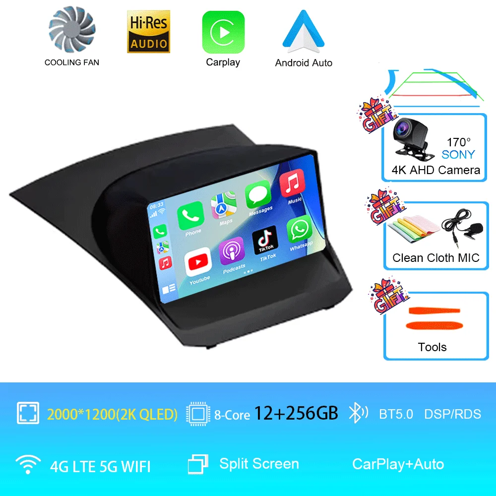 Android 16 Carplay Auto voor Ford Fiesta Mk 6 2009 2010 2011 2012 2013 2014 - 2018 Multimedia autoradio speler WiFi+4G DSP GPS 2DIN