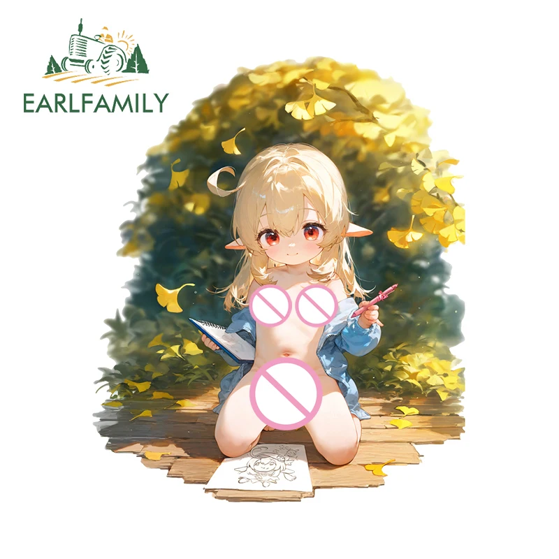 

EARLFAMILY Autumn Maple Leaves Cute Girl Stickers Air Conditioner Vinyl Anime Decal Car Styling Bumper Waterproof Decoration