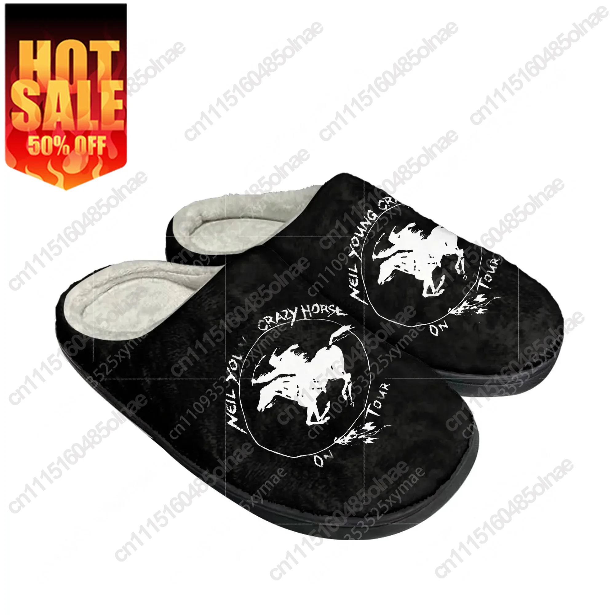 Neil Young Harvest Moon Crazy Horse Home Mens Womens Plush Bedroom Winter Keep Warm Cotton Slippers Custom Shoes