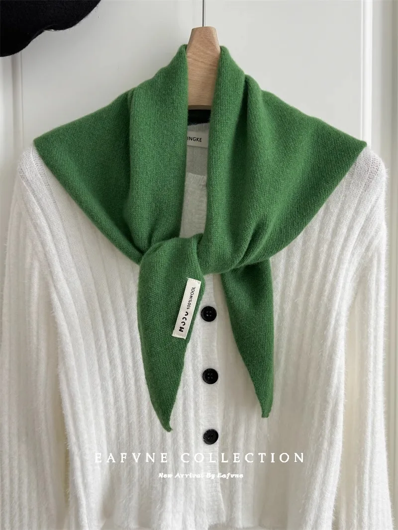 

100% австралийский хлопковый вязаный треугольный шарф, женский платок, многослойный повседневный теплый универсальный шаль, женский шарф