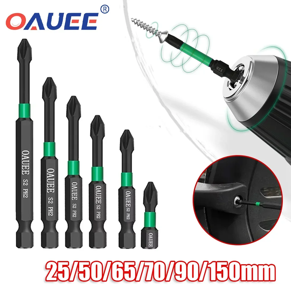 

6pcs Magnetic Batch Head Impact Strong Cross PH2 High Hardness Screwdriver 25/50/65/70/90/150mm Anti Non-slip WaterProof Bits