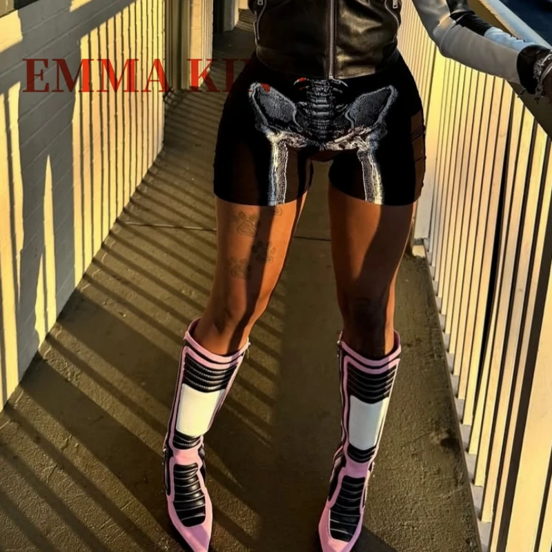 Women's Colorblock Knee High Boots Pointy Toe Stiletto Heels Side Zipper  Women's Boots Casual Newest Runway Shoes Sexy Winter