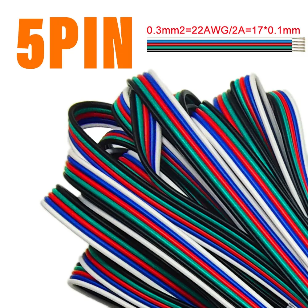 1m/5m/10m 2PIN 3PIN 5PIN 6PIN LED Wire Cable 22AWG Electric Wires Extension For WS2812B WS2811 5050 RGB RGBW LED Strip Light image 3