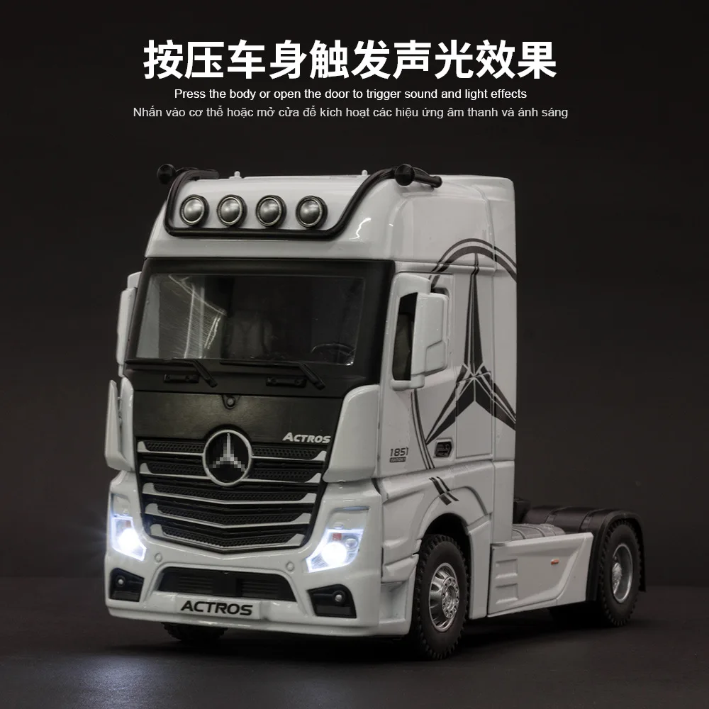 1:36 Mercedes-Benz ACTROS wysoka symulacja odlewany metal Model samochodu ze stopu dźwięk wycofać kolekcja zabawek dla dzieci prezenty A561