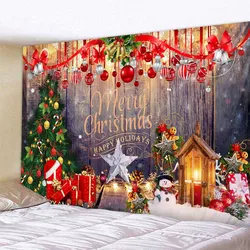 Merry Christmas Decoration Tapestry Santa Claus  Tree Wall Art  Background Cloth Living Room  Home Decor