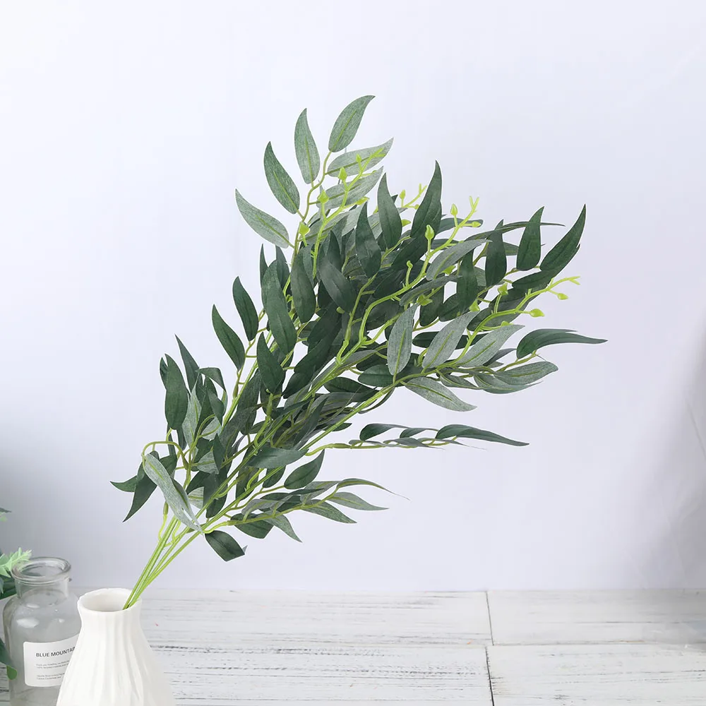 1/5 قطعة نباتات خضراء اصطناعية وهمية أوراق الصفصاف تشكيلة زهور اكسسوارات الزفاف المنزل عيد الميلاد الديكور الزهور وهمية
