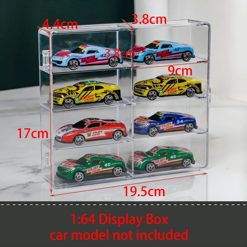 Schaalmodel auto displaykast 1:24/32/64 voor Matchbox, Hot Wheels; opbergbox voor speelgoedauto's, transparante displaybox met transparante klikdeksel tegen stof