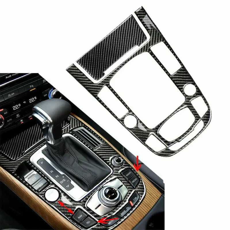 2Pcs Carbon Fiber Gear Shift Box Panel Cover Trim For Audi A4 A5 Q5 2009-2016