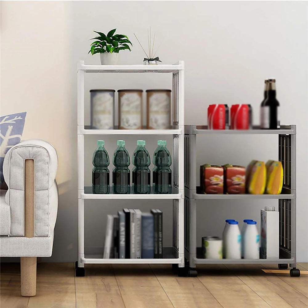 3/4 schicht Küche Lücke Lagerung Regal Gewürz Gewürze Flaschen Organizer Rack-Home Beweglichen Multilayer Kunststoff Trolley mit Rädern