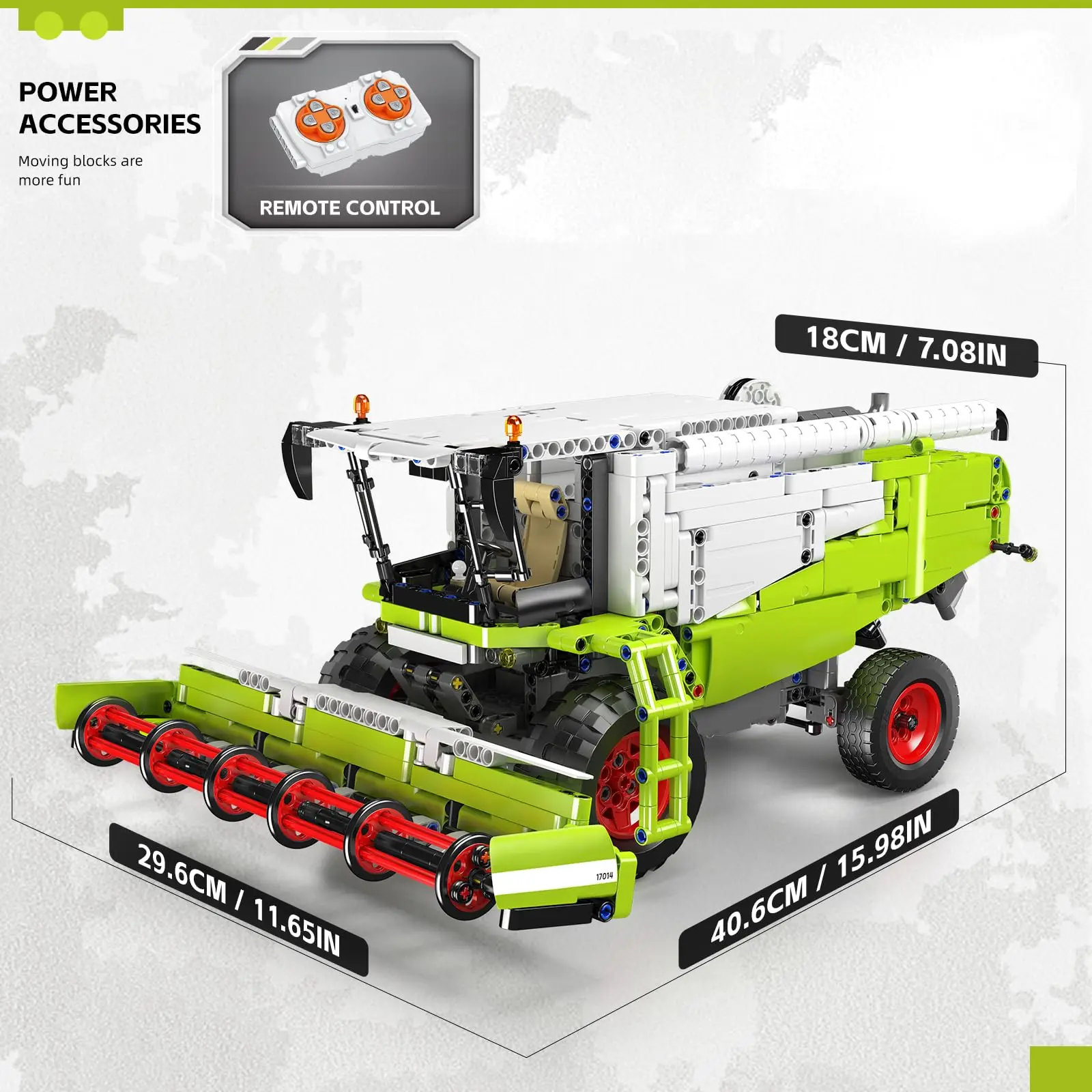 Mold King 17014 Giocattoli per camion tecnici Il modello di mietitrice di controllo APP e RC Assemblaggio di ingegneria Buiding Block Regalo di Natale per bambini