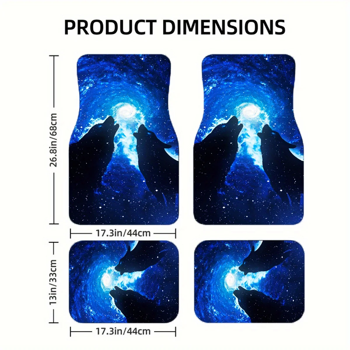 Cosmic Wolf Starry Night Car Floor Mats - Universal Fit Polyester Fiber Vehicle Mats For All Seasons, Durable, Comfortable, Inte