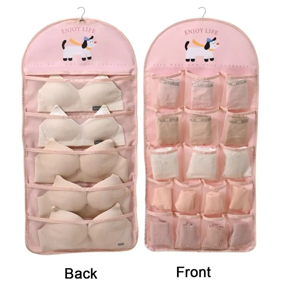

Double Sided Underwear Socks Storage Bag Wall Mounted Washable Hanging Storage Bra Bag with Mesh Pockets Foldable