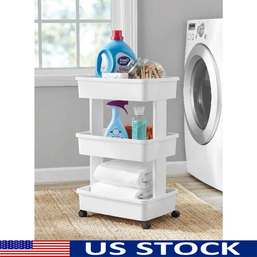 

3-х уровневая пластиковая тележка на колесиках, универсальный органайзер для хранения белья, легкая мобильная тележка, товары для дома и офиса