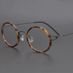 Denmark Brand Titanium Glasses Frame Men Women Rubber Round Screwless Eyewear Ultralight Eyeglasses Handmade Designer Frames