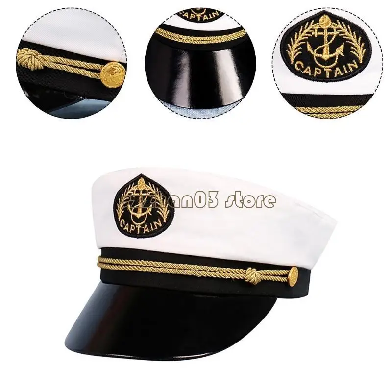 367C قبعة الكابتن للأطفال دور اللعب حفلة الهالوين تأثيري البحرية أفضل قبعة مرحلة العروض الدعائم بحار قبعة المرحلة أغطية الرأس #2