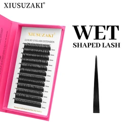 XIUSUZAKI extensión de pestañas húmedas puntas finas pestañas postizas ventiladores prefabricados volumen ruso forma A suministros de pestañas naturales
